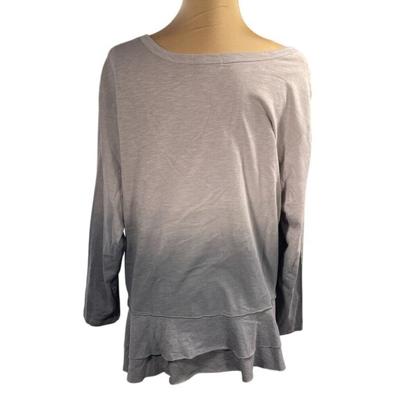 New Falls Creek Ruffle Hem Top Scoop Neck Ombre Grey Size 1X Cotton Blend - Picture 3 of 7